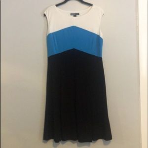 AMERICAN LIVING  DRESS SIZE 12 BLUE/BLK/ CREAM
